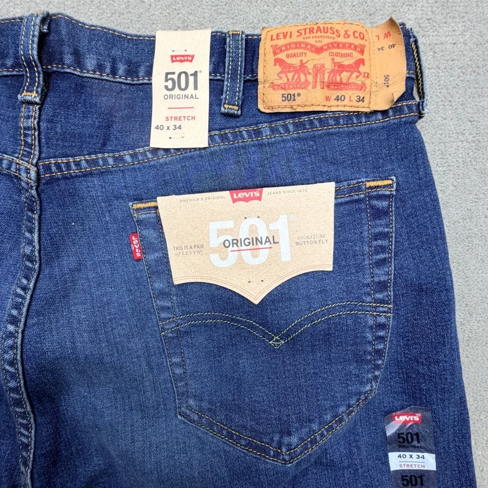 Levis 501 Original Fit Mens Jeans Blue Denim Button Fly Straight Leg New NWT